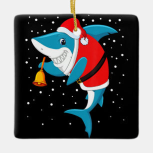 Christmas - Funny Christmas Shark Ceramic Ornament