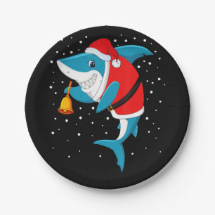 Christmas - Funny Christmas Shark Paper Plate