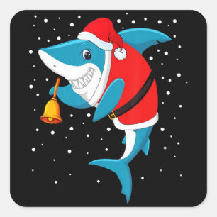 Christmas - Funny Christmas Shark Square Sticker