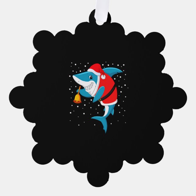 Christmas - Funny Christmas Shark T-Shirt Tree Decoration Card (Front)