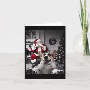 Christmas Funny Corgi Dog Selfie With Santa Claus  Card