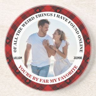 Christmas Funny Couple Photo Buffalo Frame Coaster