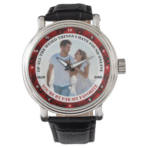Christmas Funny Couple Photo Buffalo Frame Watch