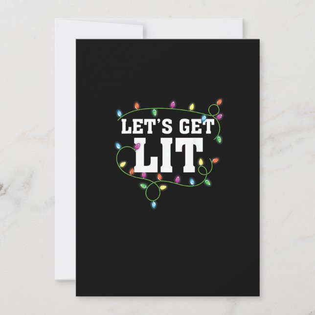 Christmas Funny Cute Let's Get Lit Holiday Card (Front)