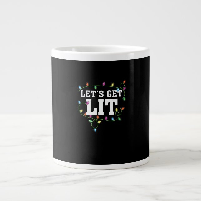 Christmas Funny Cute Let's Get Lit Large Coffee Mug (Front)