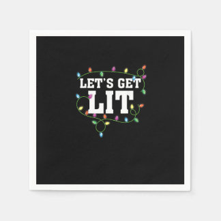 Christmas Funny Cute Let's Get Lit Napkin