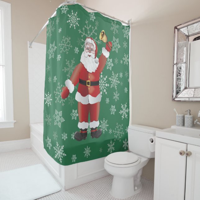 Christmas Funny Cute Santa Claus Cartoon  Shower Curtain (In Situ)