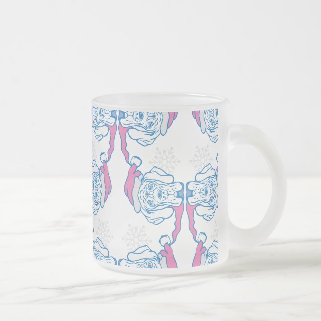 Christmas Funny Dog Frosted Glass Coffee Mug (Right)