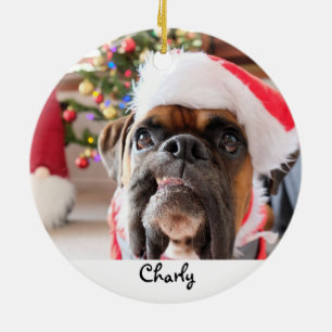 Christmas Funny Dog Personalised Ceramic Tree Decoration