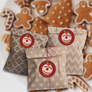 Christmas Funny Doughnut Wreath Personalise Classic Round Sticker