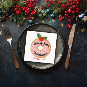 Christmas Funny Doughnut Wreath Personalise  Napkin