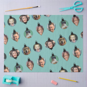 Christmas Funny Family Photo Faces Ornaments   Tissue Paper