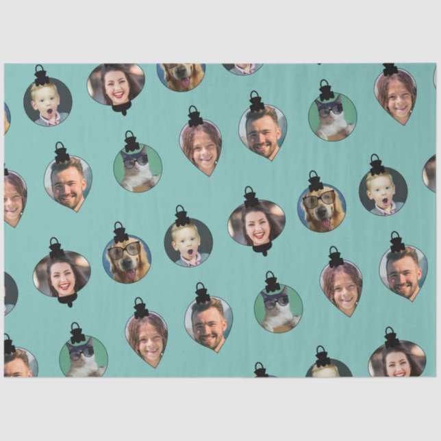 Christmas Funny Family Photo Faces Ornaments   Tissue Paper (Front)