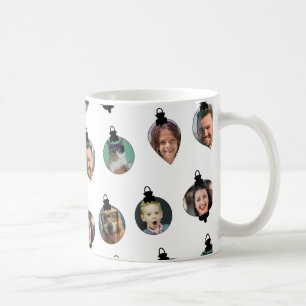 Christmas Funny Family Photo Faces Ornaments White Coffee Mug