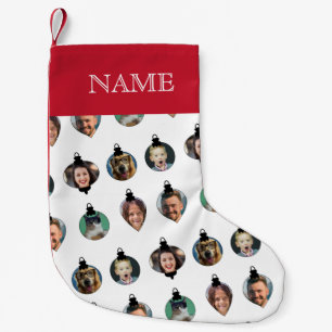 Christmas Funny Family Photo Faces Ornaments White Small Christmas Stocking