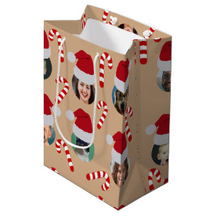Christmas Funny Family Photo Santa Hats Kraft Medium Gift Bag