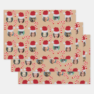 Christmas Funny Family Photo Santa Hats Kraft Wrapping Paper Sheet