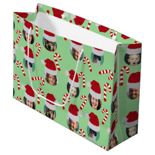 Christmas Funny Family Photo Santa Hats Large Gift Bag