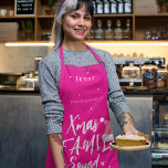 Christmas funny family squad Santa hat your name Apron<br><div class="desc">Modern trendy casual typography Christmas family squad script with a little heart and Santa hat making a festive Christmas holidays pretty trendy hot pink kitchen apron. Personalise it with your name! It can be a chic accessory for your kitchen during the holidays or a nice keepsake Christmas gift for cooking...</div>
