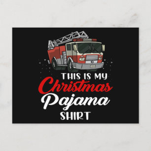 Christmas Funny Firemen Pajama Firefighter Xmas Postcard