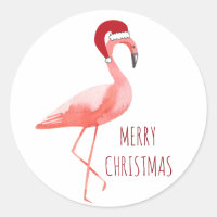Christmas funny flamingo Santa hat wishes