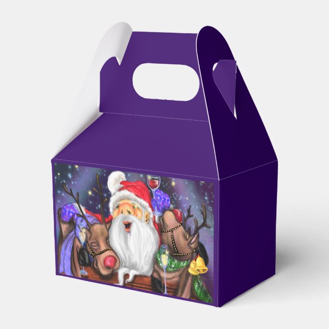 Christmas Funny Gift Box Santa with Reindeers (Back Side)