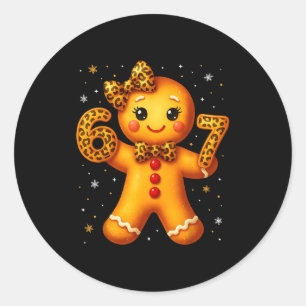 Christmas Funny Gingerbread Six Seven 67 Leopard B Classic Round Sticker