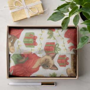 Christmas Funny Glam Siamese Cat Tissue Paper