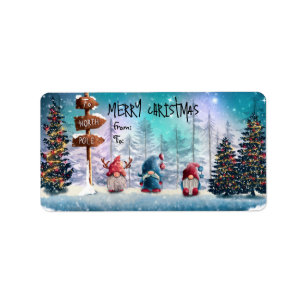 Christmas Funny Gnomes Label