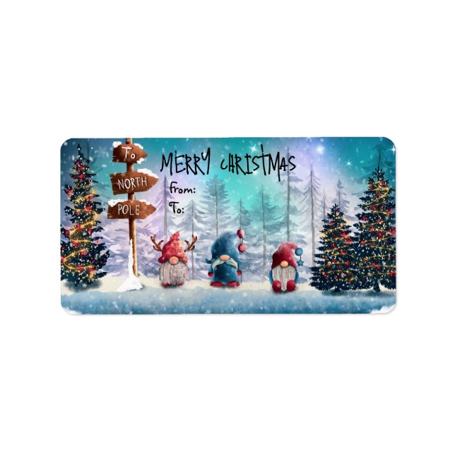 Christmas Funny Gnomes Label (Front)