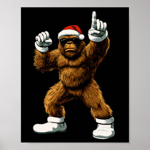 Christmas Funny Graphic Tee Bigfoot Santa Kids Boy Poster