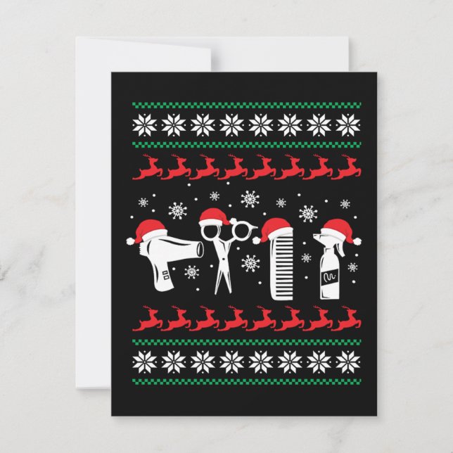 Christmas Funny Hairdresser Xmas Holiday Gift RSVP Card (Front)