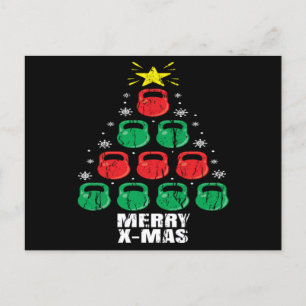 Christmas Funny Kettlebells Tree Holiday Workout Postcard
