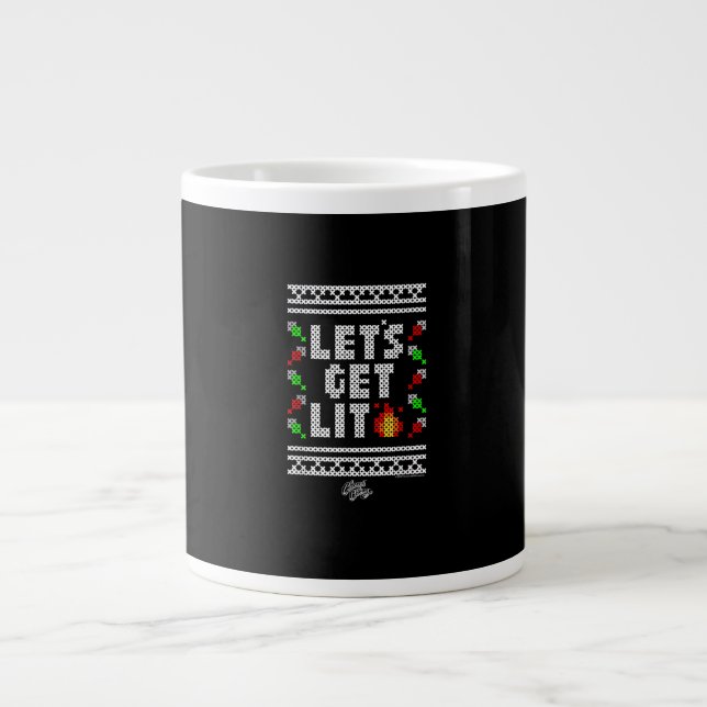 Christmas Funny - Let's Get Lit  Large Coffee Mug (Front)