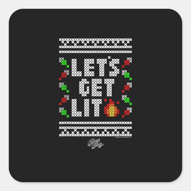 Christmas Funny - Let's Get Lit  Square Sticker (Front)