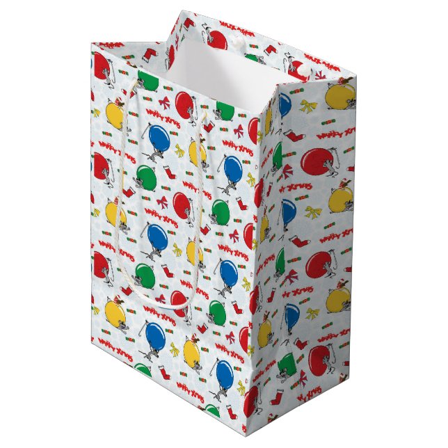Christmas funny mouse with balls medium gift bag (Front Angled)