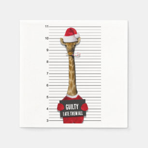 Christmas Funny Mugshot Guilty Giraffe Napkin