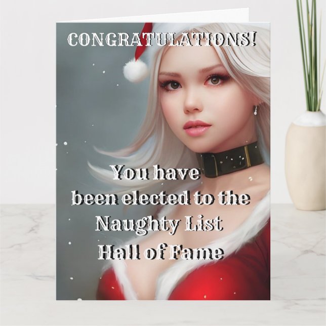 Christmas Funny Novelty NAUGHTY LIST HALL OF FAME Card (Front)