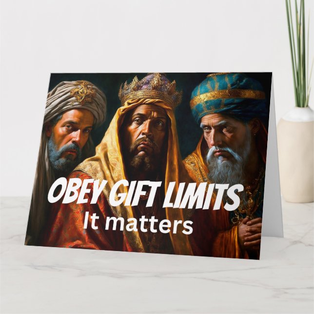 Christmas Funny Novelty OBEY GIFT LIMITS   Card (Front)