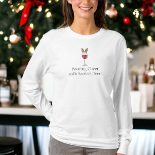 Christmas Funny Pouring Cheer with Santa's Deer T-Shirt