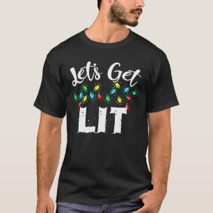 Christmas Funny Pyjamas Let's Get Lit Drinking Chr T-Shirt