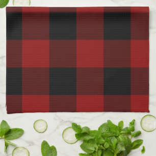Christmas Funny Reindeer Buffalo Plaid Custom Tea Towel