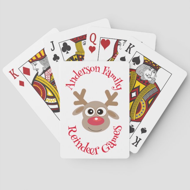 Christmas Funny Reindeer Cartoon Novelty Cute  Playing Cards (Back)