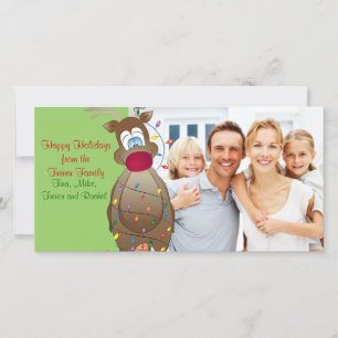 Christmas Funny Reindeer Family Photo Card