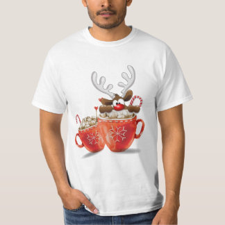 Christmas Funny Reindeer in Hot Chocolate Cup T-Shirt