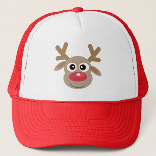 Christmas Funny Reindeer Novelty Red Trucker Hat