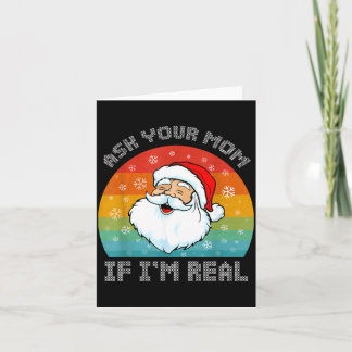 Christmas funny retro santa ask mum if real card