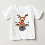 Christmas Funny Rudolf Biker Motorcycle Baby T-Shirt<br><div class="desc">Christmas Funny design with Rudolf as a Biker,  riding a Motorcycle</div>