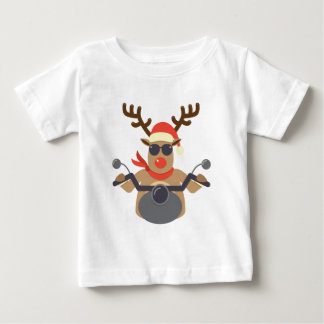 Christmas Funny Rudolf Biker Motorcycle Baby T-Shirt