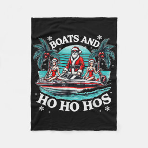 Christmas Funny Santa Boats And Ho Ho Hos _1 Fleece Blanket